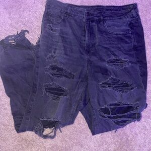 Distressed Black Denim Jeans